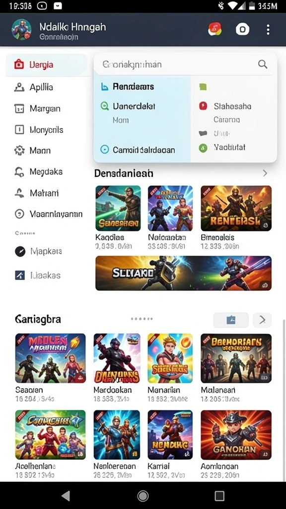 Tangkapan layar yang menunjukkan mode permainan yang berbeda.