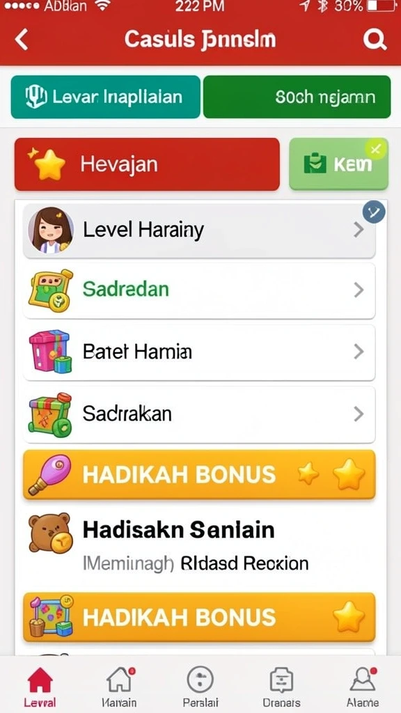 Screenshot menggambarkan variasi permainan meja yang tersedia.