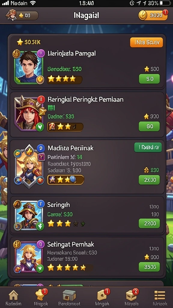 Berbagai karakter dengan kemampuan unik.
