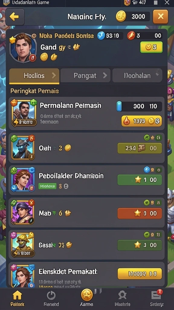 Fitur chat untuk berinteraksi dengan pemain lain.