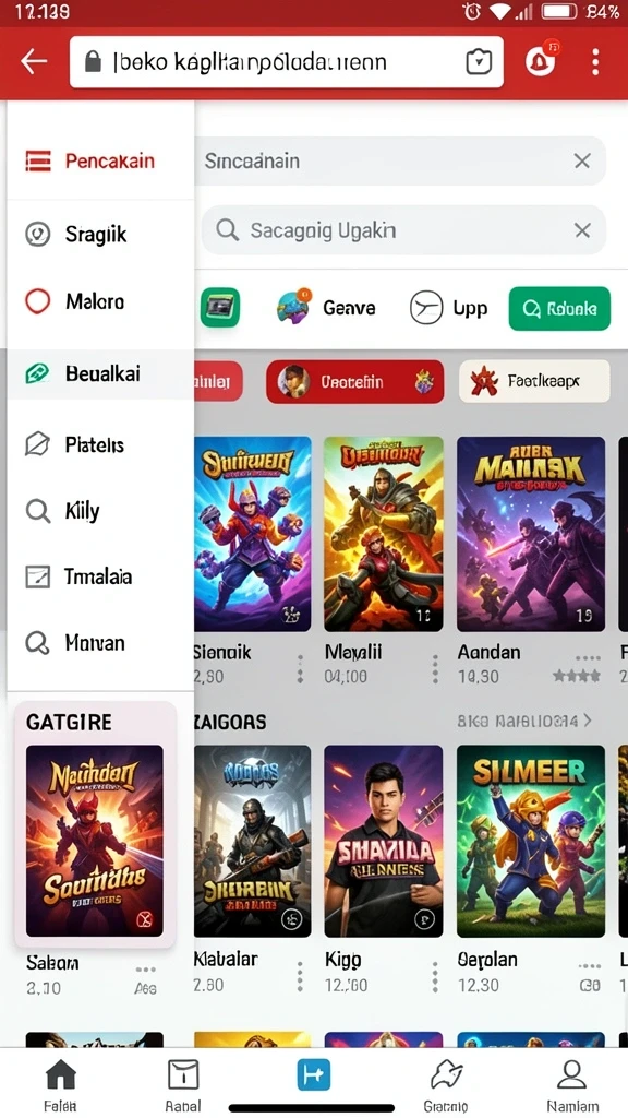 Tangkapan layar menu utama yang menarik.